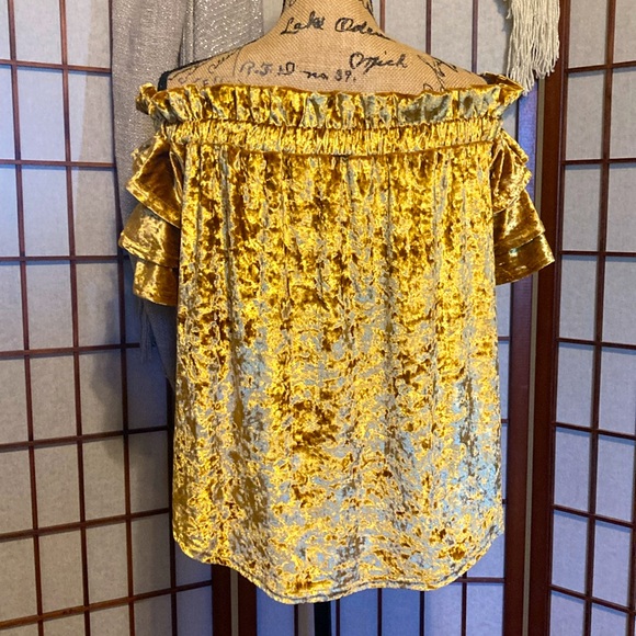 Umgee Gold Off Shoulder Layer Sleeve Top - Picture 5 of 6